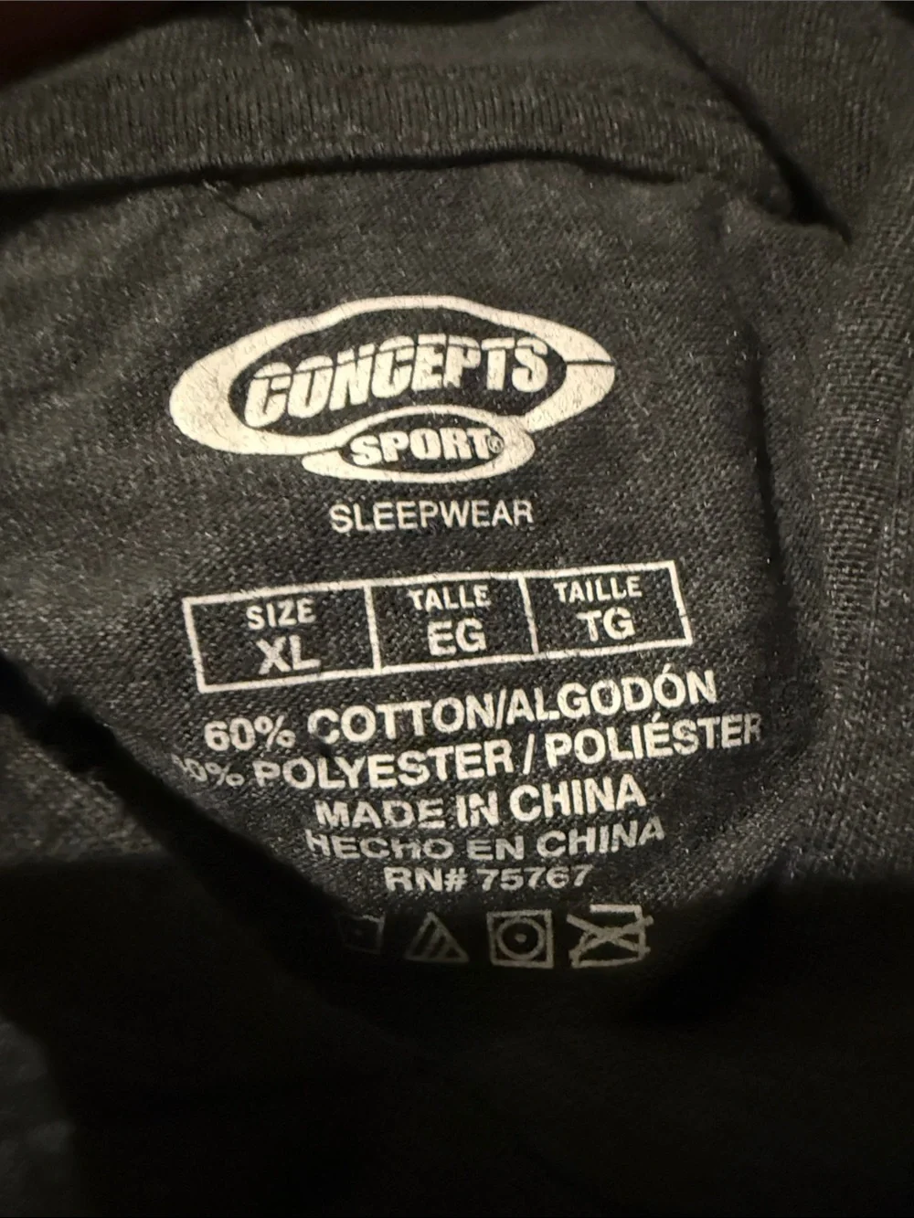 Carolina Hooded Long Sleeve Sleep Tee - Charcoal with Light Blue Logo - Picture 6 of 6